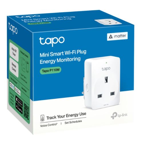 TP-LINK (TAPO P110M) Mini Smart Wi-Fi Plug, Energy Monitoring, Remote Access, Scheduling, Away Mode, Voice Control, Matter Certified - X-Case.co.uk Ltd