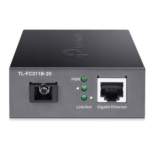TP-LINK (TL-FC311B-20) Gigabit WDM Media Converter, Fiber up to 20km, Auto-Negotiation RJ45 Port, GB SC Fiber Port, 1310 nm TX, 1550 nm RX - X-Case.co.uk Ltd