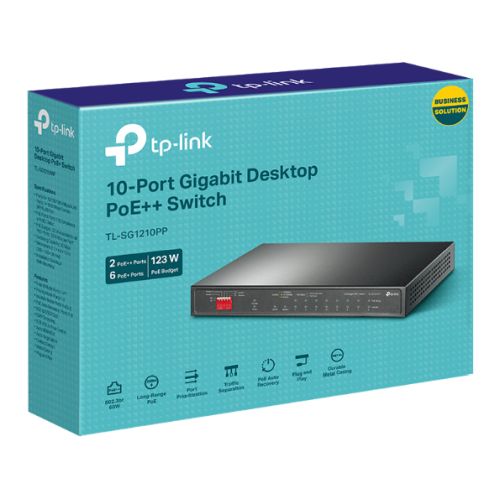 TP-LINK (TL-SG1210PP) 10-Port Gigabit Desktop Switch with 6-Port PoE+ & 2-Port PoE++ - X-Case.co.uk Ltd