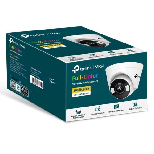 TP-LINK (VIGI C450 2.8MM) 5MP Full Colour Turret Network Camera w/ 2.8mm Lens, PoE, Smart Detection, People & Vehicle Analytics, H.265+ - X-Case.co.uk Ltd