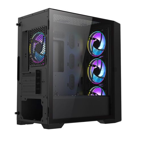 Vida Cyclone Black ARGB Gaming Case w/ Glass Window, Micro ATX, 4x ARGB Fans, Grill/Mesh Front - X-Case.co.uk Ltd